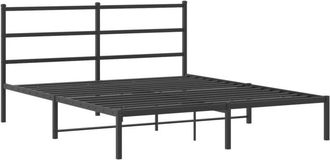 vidaXL Vidaxl - Metal Bed Frame without Mattress with Headboard Black 160x200cm