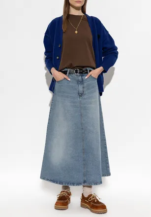 Ami Denim Skirt, Womens, Blue