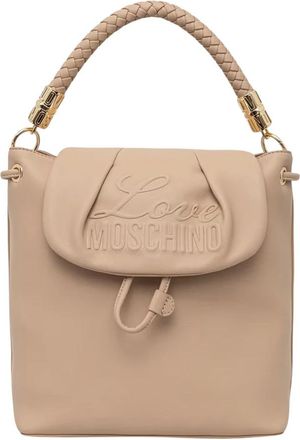 Love Moschino City Backpack - Dames - Rugzakken - Beige - ONE Size - Leer - Tassen