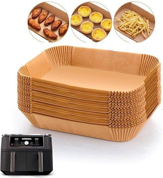 OEM Insertos De Papel Desechables Aptos Para Freidora De Aire, 100 Unidades, Aptos Para Uso Alimentario, Papel De Silicona Grueso, 20,5 X 13,5 Cm
