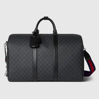 Gucci GG Black Large Duffle Bag, GG Canvas