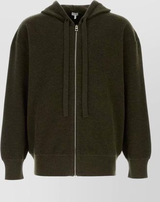 Loewe wool hooded cardigan ribbed cuffs hem