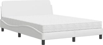 vidaXL Vidaxl - Cama Con Colch&oacute;n Cuero Sint&eacute;tico Blanco 140x190 Cm
