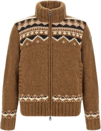 Moncler Light Brown Jacquard Cardigan