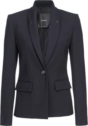 Pinko Zwarte Shawl Revers Jas - Dames - Blazers - Zwart - S - Jassen