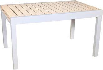 Sweeek Extendable aluminum garden table, 8 seats, Elora, White, 135/270x90x75 cm
