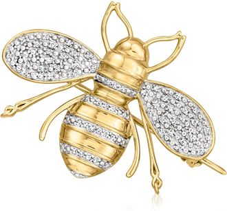 Ross-Simons Diamond Bumblebee Pin in 18kt Gold Over Sterling