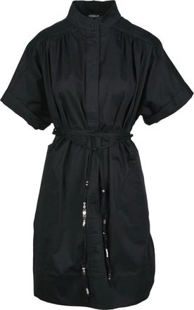 Dondup Korte Tuniekjurk met Knopen - Dames - Shirt Kleedjes - Zwart - XL - Katoen - Kleedjes