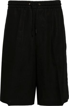 Paul Smith Casual Shorts, male, Black, S, Black Linen Drawstring Waist Shorts