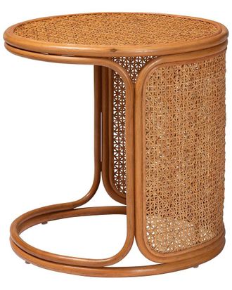 Baxton Studio Eldon Bohemian Rattan Large End Table