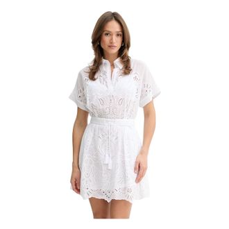 Ermanno Scervino Abito con Ricamo a Occhielli e Coulisse - - Dresses - Donna - Bianco - S