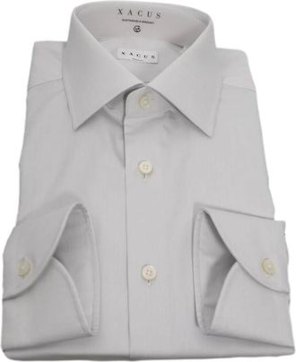 Xacus Shirts - Heren - Casual Overhemden - Grijs - M - Katoen - Overhemden