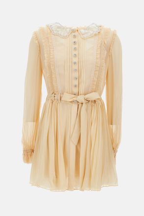 Self Portrait Mini Abito In Georgette A Pieghe