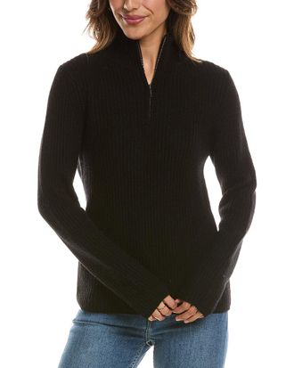Fort&eacute; Cashmere Zip Mock Neck 100% Cashmere Sweater