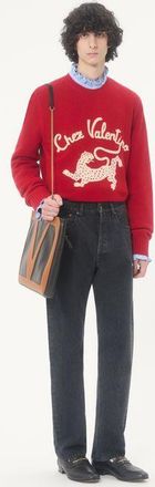 Valentino Maglia Valentino In Lana Con Ricami Chez Valentino & Panther Uomo ROSSO XXL