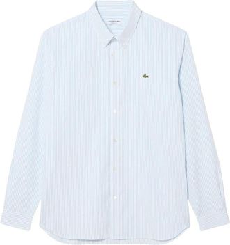 Lacoste Gestreept Pinpoint Overhemd - Heren - Casual Overhemden - Blauw - 2XL - Katoen - Overhemden
