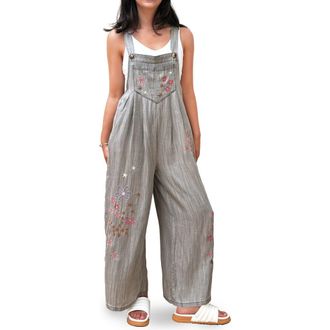 BILLY T In Full Bloom Denim Overalls in Perfect Grey at Nordstrom, Size X-Small