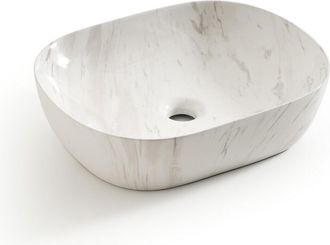 La Redoute Interieurs Ovale keramische wasbak met marmereffect, Mabel