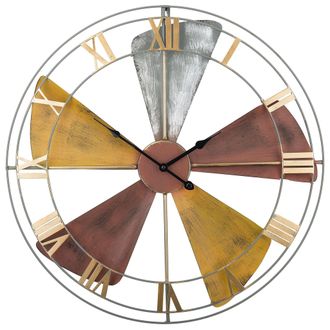 Beliani Beliani - Reloj De Pared Multicolor Con Marco De Hierro Envejecido Dise&ntilde;o De Abanico N&uacute;meros Romanos Redondo 60 Cm Wikon