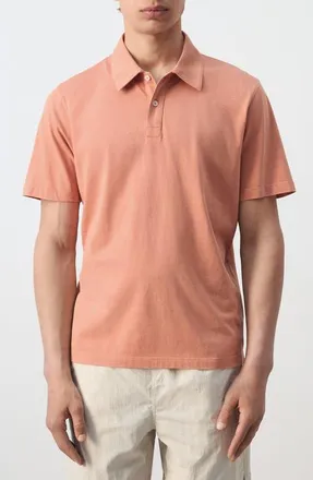 Mango Solid Cotton Piqu&eacute; Polo in Salmon at Nordstrom, Size Medium