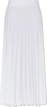 Balmain Geplooide Paillettenrok - Dames - Midirokken - Wit - XS - Pailletten - Rokken