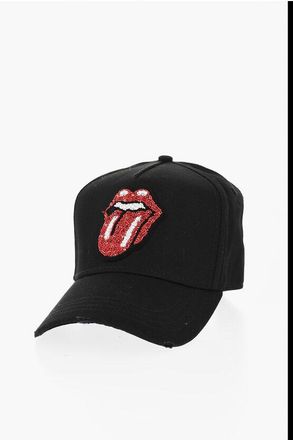 Dsquared2 Solid-Color Baseball Cap ROLLING STONES with Beaded Detail size One Si