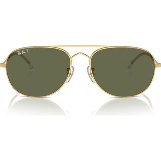 Ray-Ban Bain Bridge 60mm Polarized Pillow Aviator Sunglasses in Gold Flash at Nordstrom