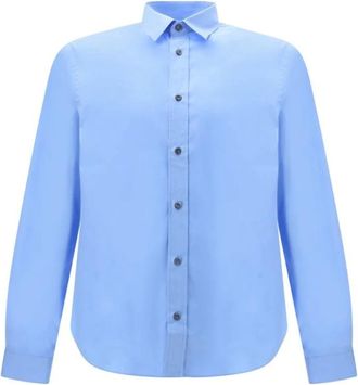 Prada Overhemden, Heren, Blauw, M, Katoen, Katoenen overhemd met iconisch detail