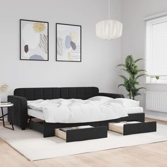 vidaXL Vidaxl - Sof&aacute; Cama Nido Con Cajones Terciopelo Negro 80x200 Cm