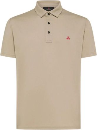 Peuterey Beige Tricot Polo met Logo Detail - Heren - Polos - Bruin - 2XL - Katoen - Tops