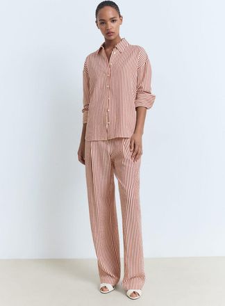 Mango Camicia dritta righe arancione tostato - Donna - XS - MANGO