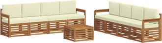 vidaXL Conjunto De Sof&aacute;s De Exterior 9 Uds. Natural Y Crema Vidaxl