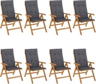 vidaXL Sillas Plegables Reclinables Con Cojines, 8 Piezas, Madera Maciza De Teca. Vidaxl