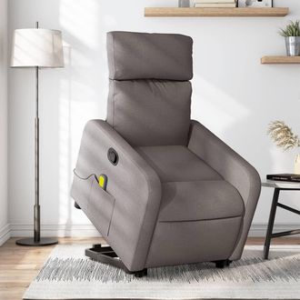 vidaXL Vidaxl - Sill&oacute;n Reclinable De Masaje Elevable Tela Gris Taup&eacute;