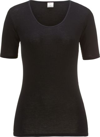 Isa Kurzarmshirt ISA BODYWEAR Shirt kurzarm, Damen, Gr. XL, schwarz, Obermaterial: 70% Wolle WO. 30% Seide silk., Shirts Kurzarmshirt