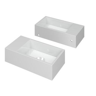 Bernacchini Versus Fontein - 36x18x9cm - wasbak rechts - 0 kraangaten - polystone wit glans