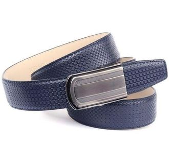 Anthoni Crown Lederg&uuml;rtel ANTHONI CROWN, Herren, Gr. 85, blau, Leder, gepflegt, leicht gl&auml;nzend, unifarben, festlich, G&uuml;rtel Lederg&uuml;rtel