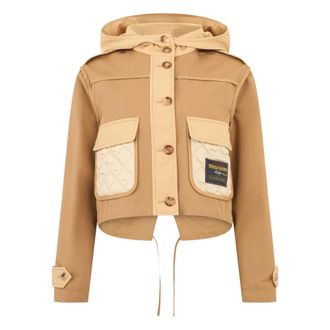 Moschino Jas met capuchon en zakken - Dames - Zomerjassen - Beige - S - Katoen - Jassen