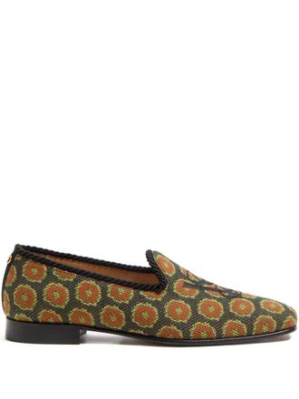 Valentino Garavani floral-patterned slip-on loafers - Green
