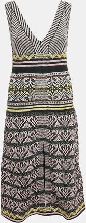 M Missoni Multicolor Patterned Lurex Knit V-Neck Sleeveless Dress