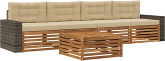 vidaXL Conjunto De Sof&aacute;s De Exterior 5 Uds. Natural Y Beige Vidaxl