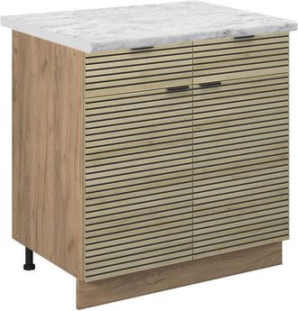 Vicco Muebles Bajos Fame-line, Panel De Roble, 80 Cm, Et M&aacute;rmol