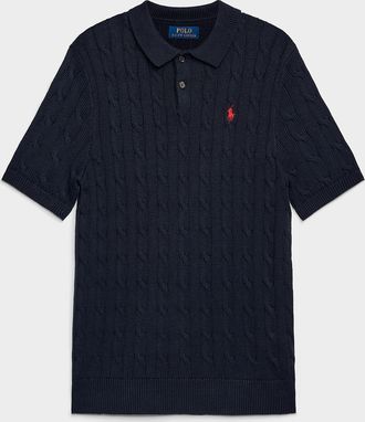 Polo Ralph Lauren Polo Shirt Ralph Lauren - Mens Twisted-cable knit Polo Shirt sweater