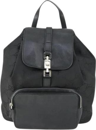 Gucci Pre-owned Canvas Rugzak - Dames - Vintage Rugzakken - Zwart - ONE Size - Vintage