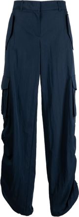 System drawstring wide-leg trousers - women - Polyester/Nylon - 34 - Blue