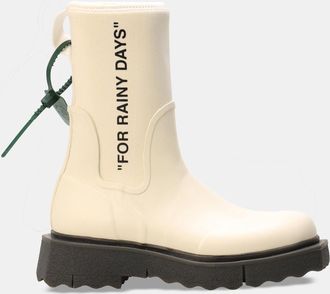 Off-white Womens Off White Off Rubber Rboot in Black - Size UK 8