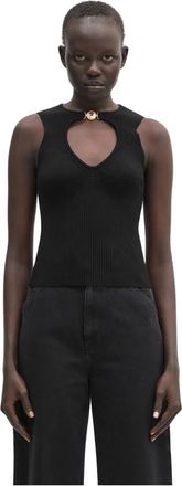 Marine Serre Moon Jewelry Knit Open Neck - Dames - Tops zonder mouwen - Zwart - M - Tops