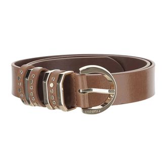 Pinko Belts, female, Brown, Size: XS Leather Belt with Studs