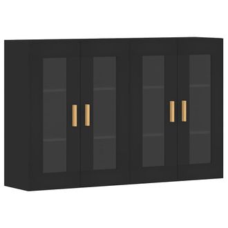 vidaXL Armarios De Pared 2 Uds Madera De Ingenier&iacute;a Negro Vidaxl