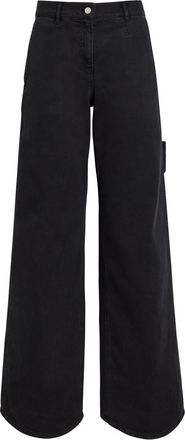 Courr&egrave;ges Hammer Logo-embroidered Wide-leg Jeans - Black - 27 (W27 / UK8-10 / S)
